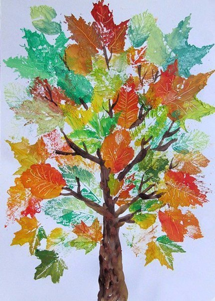 Рисование листьями на тему осень